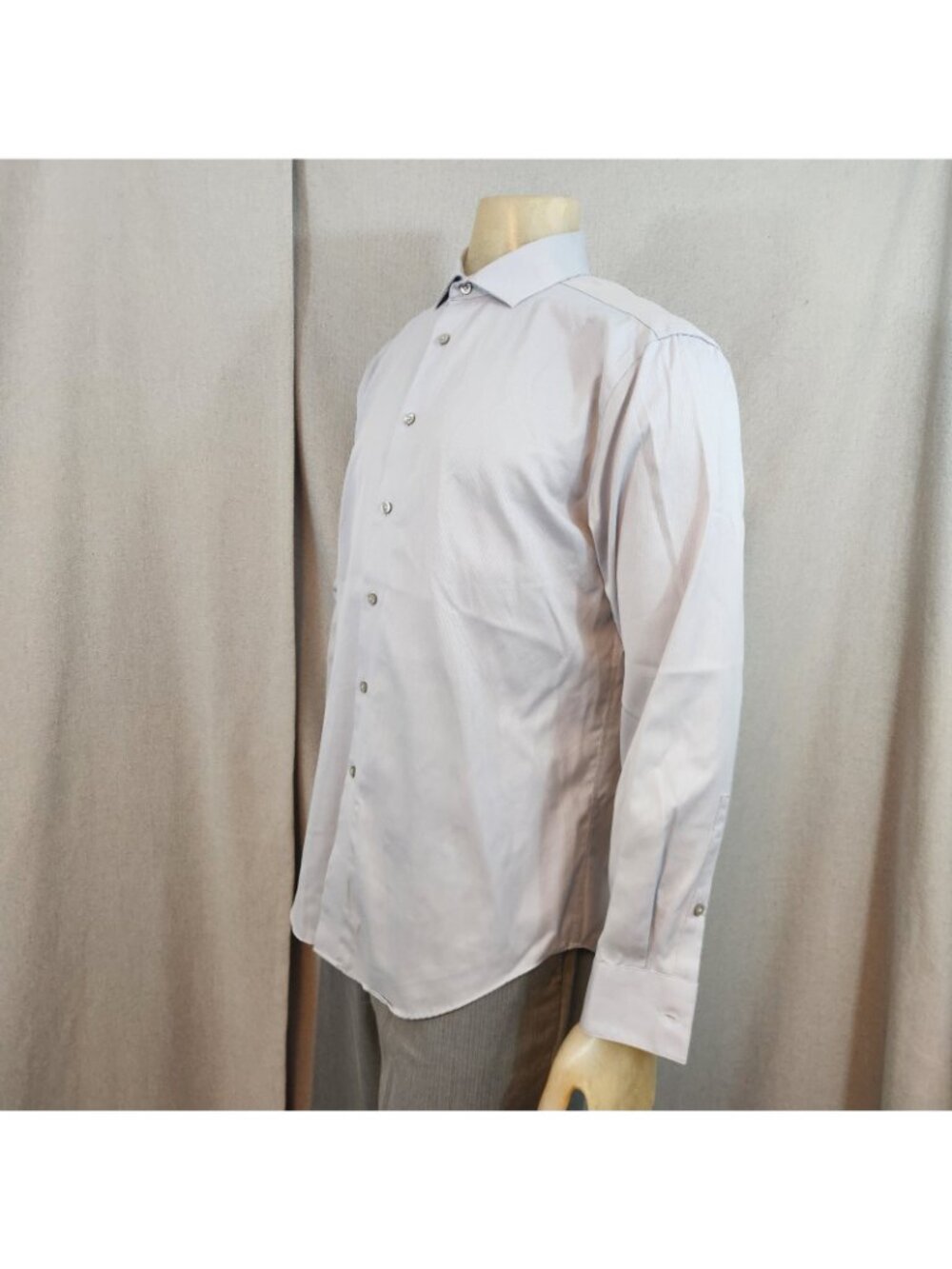 Calvin Klein Gray Long Slv Spread Collar Button Down Dress Shirt 16.5 / 32-33 - Picture 5 of 6